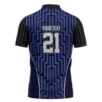 Custom Basketball New Zealand Zipper Polo Shirt Blue Maori Ta Moko Indigenous LT9 - Polynesian Pride