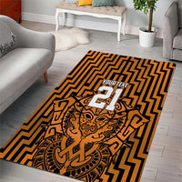 Custom Basketball New Zealand Area Rug Gold Maori Ta Moko Indigenous - Polynesian Pride