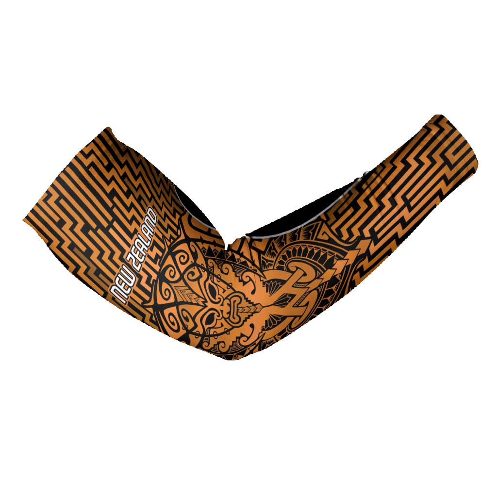 Custom Basketball New Zealand Arm Sleeves Gold Maori Ta Moko Indigenous LT9 - Polynesian Pride