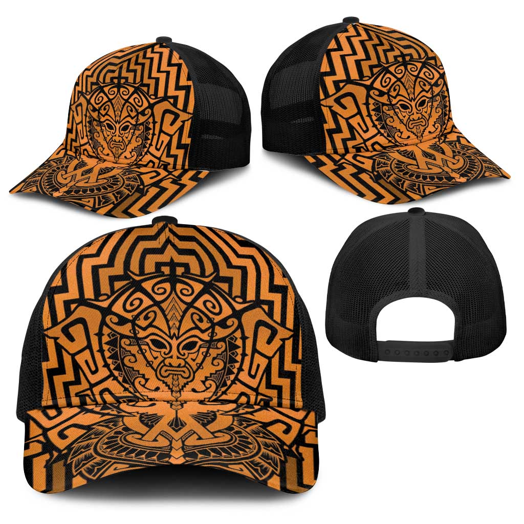 Basketball New Zealand Baseball Net Cap Gold Maori Ta Moko Indigenous - Polynesian Pride