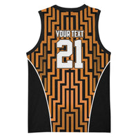 Custom Basketball New Zealand Basketball Jersey Gold Maori Ta Moko Indigenous - Polynesian Pride
