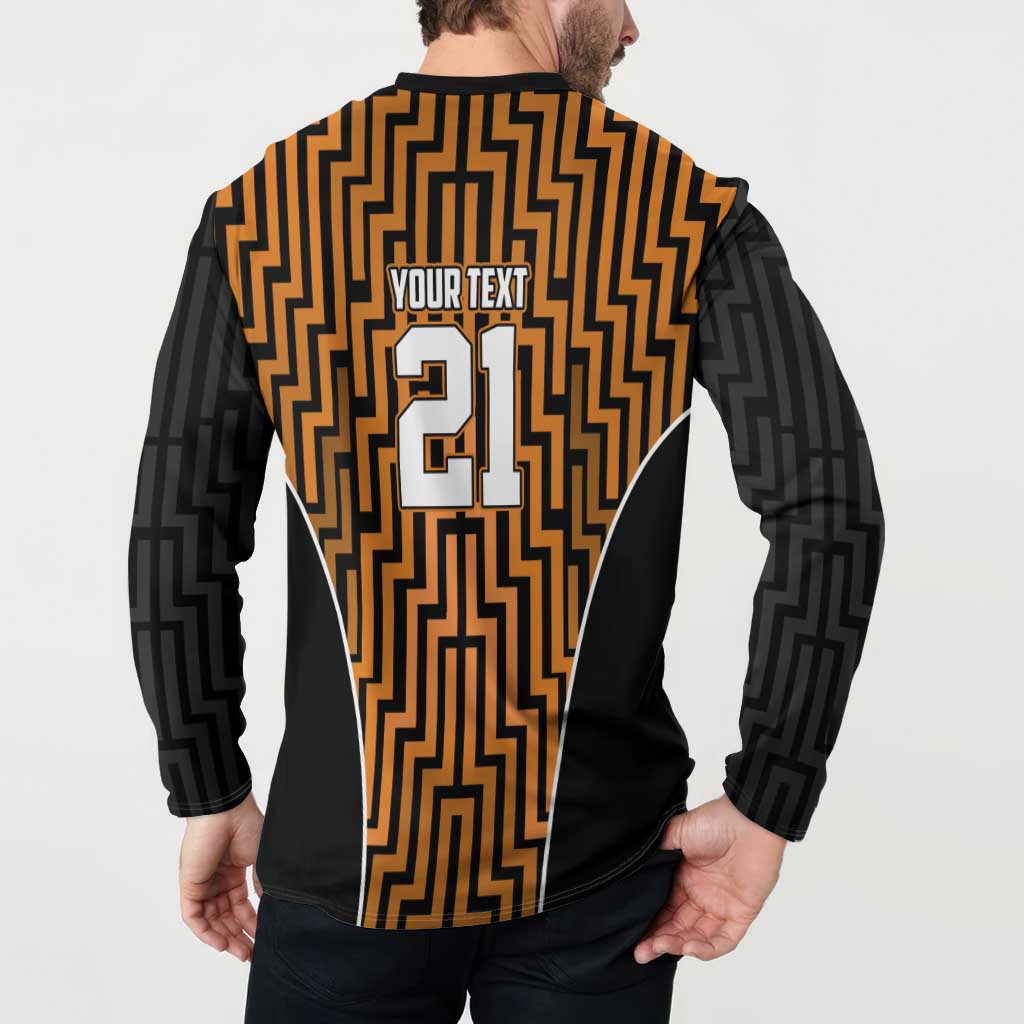 Custom Basketball New Zealand Button Sweatshirt Gold Maori Ta Moko Indigenous - Polynesian Pride