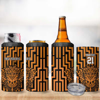 Custom Basketball New Zealand 4 in 1 Can Cooler Tumbler Gold Maori Ta Moko Indigenous LT9 - Polynesian Pride