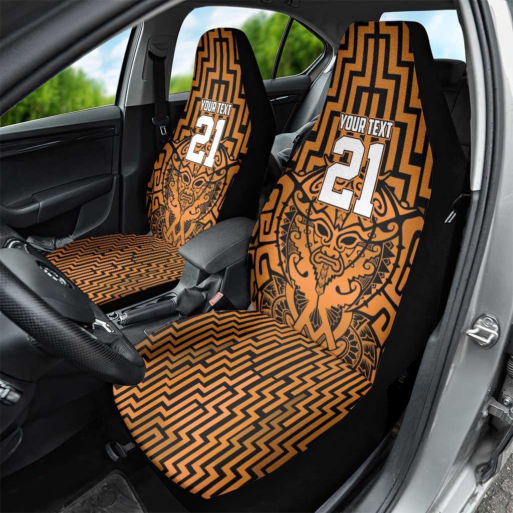 Custom Basketball New Zealand Car Seat Cover Gold Maori Ta Moko Indigenous - Polynesian Pride