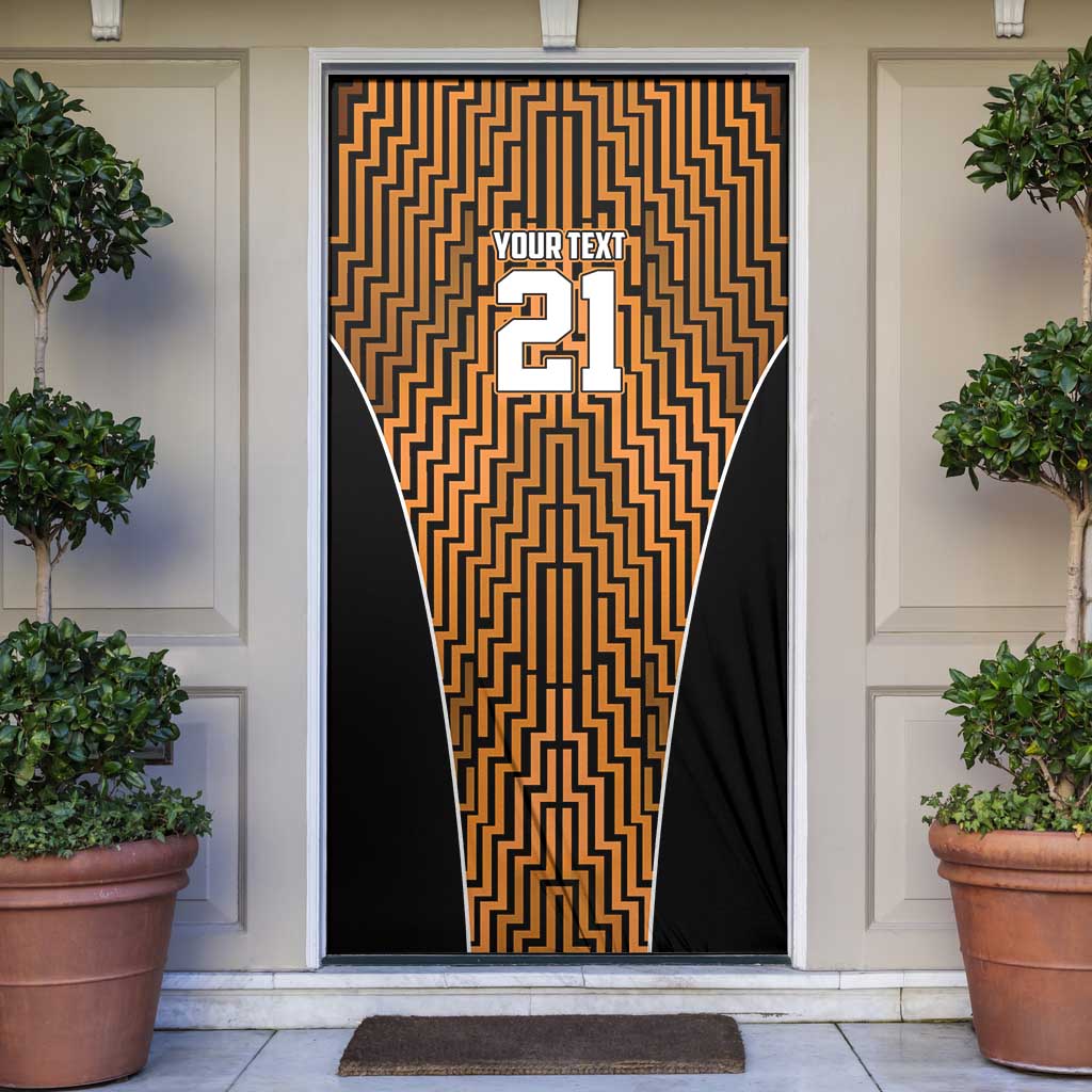 Custom Basketball New Zealand Door Cover Gold Maori Ta Moko Indigenous - Polynesian Pride