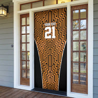 Custom Basketball New Zealand Door Cover Gold Maori Ta Moko Indigenous LT9 - Polynesian Pride