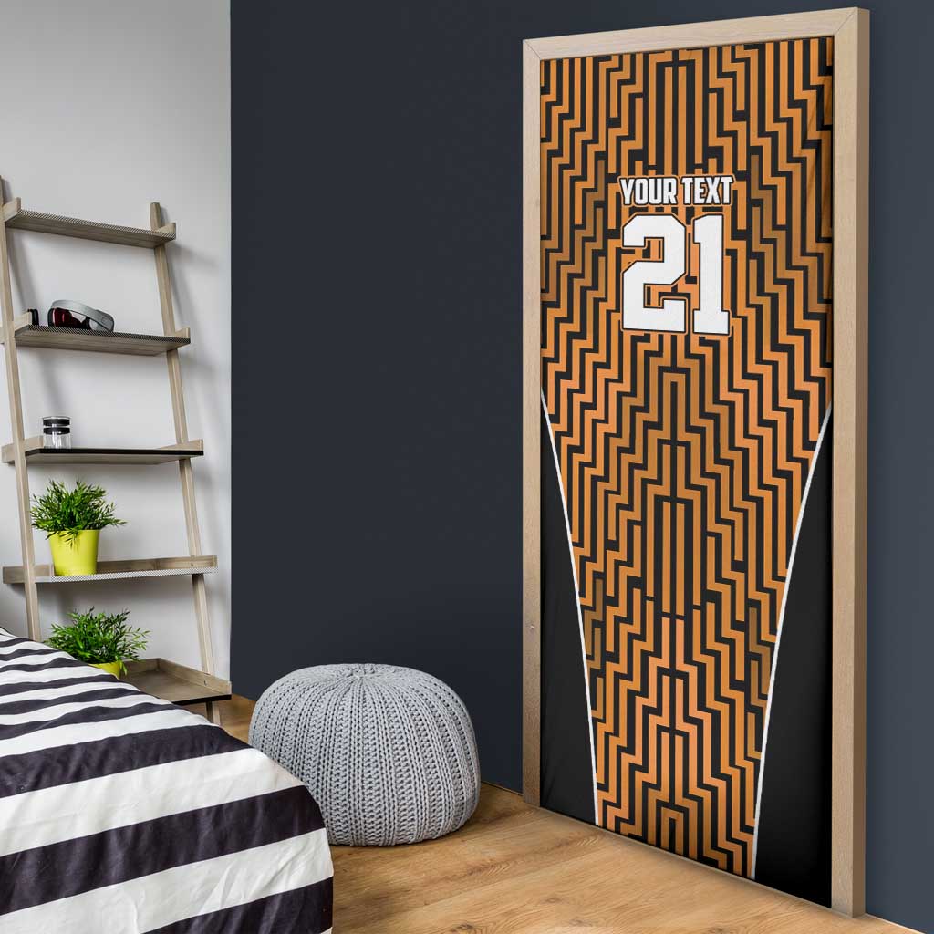 Custom Basketball New Zealand Door Cover Gold Maori Ta Moko Indigenous LT9 - Polynesian Pride