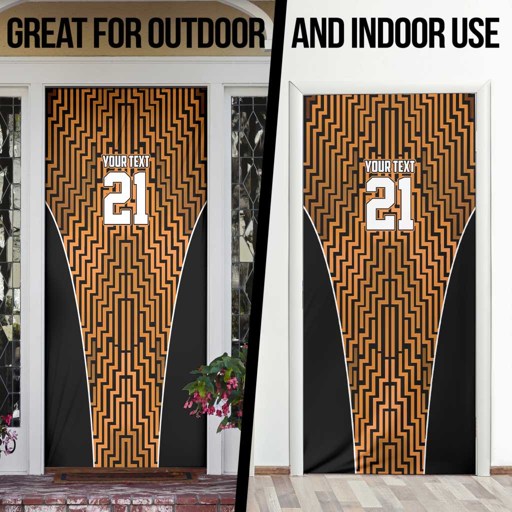 Custom Basketball New Zealand Door Cover Gold Maori Ta Moko Indigenous LT9 - Polynesian Pride
