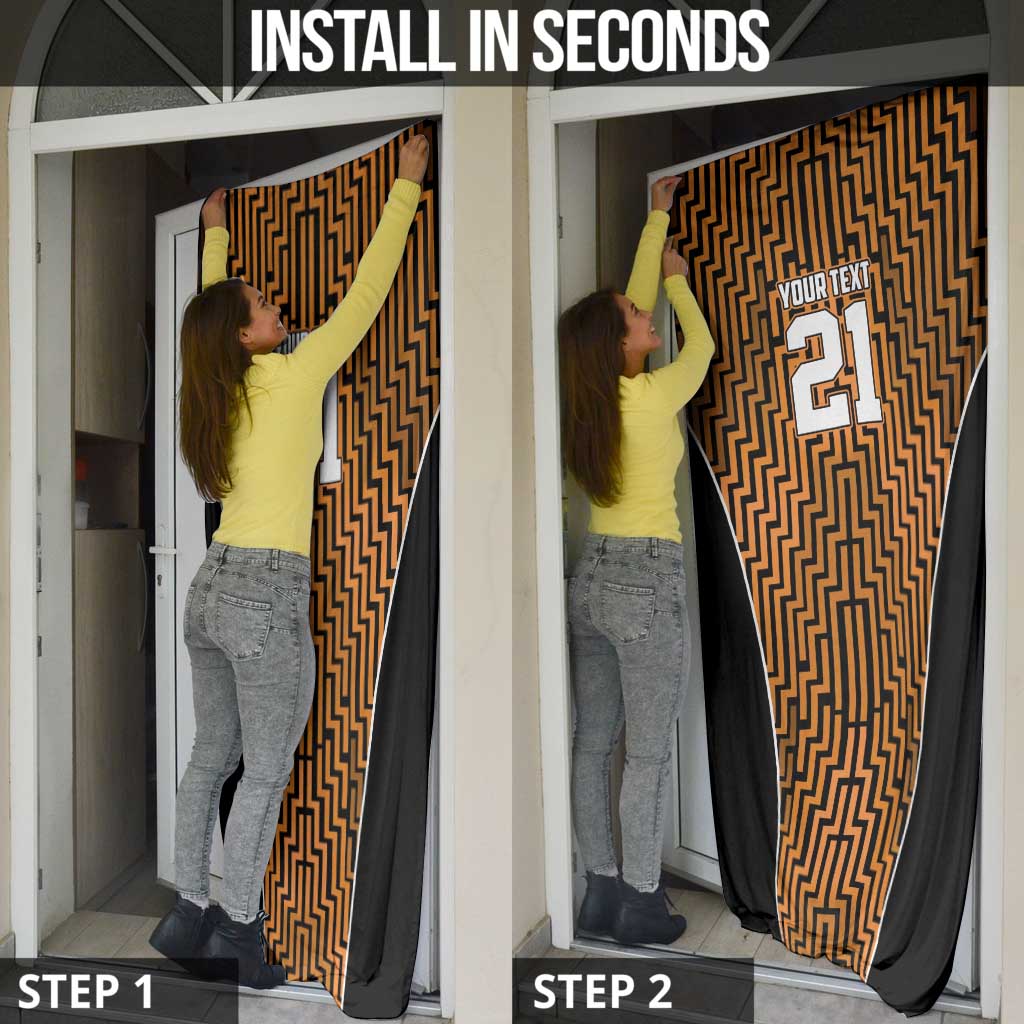 Custom Basketball New Zealand Door Cover Gold Maori Ta Moko Indigenous LT9 - Polynesian Pride