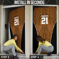 Custom Basketball New Zealand Door Cover Gold Maori Ta Moko Indigenous LT9 - Polynesian Pride
