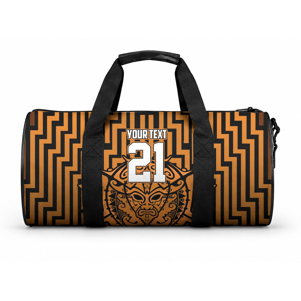 Custom Basketball New Zealand Duffle Bag Gold Maori Ta Moko Indigenous LT9 One size Gold - Polynesian Pride