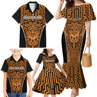 Custom Basketball New Zealand Family Matching Mermaid Dress and Hawaiian Shirt Gold Maori Ta Moko Indigenous LT9 - Polynesian Pride