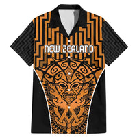 Custom Basketball New Zealand Family Matching Mermaid Dress and Hawaiian Shirt Gold Maori Ta Moko Indigenous LT9 Dad's Shirt - Short Sleeve Gold - Polynesian Pride