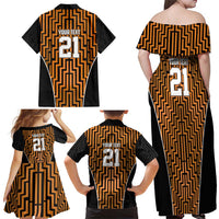 Custom Basketball New Zealand Family Matching Off Shoulder Maxi Dress and Hawaiian Shirt Gold Maori Ta Moko Indigenous LT9 - Polynesian Pride