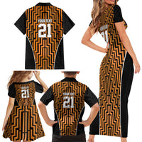 Custom Basketball New Zealand Family Matching Short Sleeve Bodycon Dress and Hawaiian Shirt Gold Maori Ta Moko Indigenous LT9 - Polynesian Pride