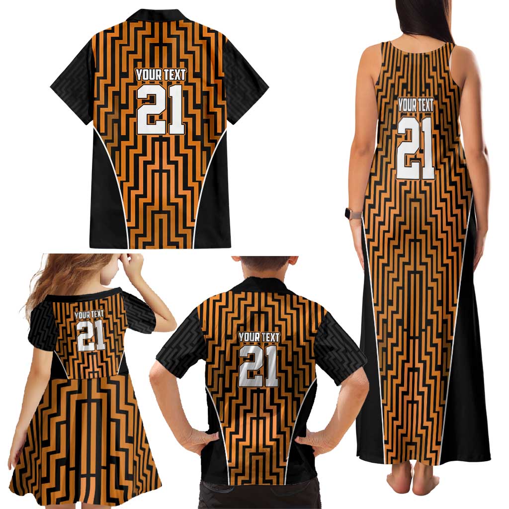 Custom Basketball New Zealand Family Matching Tank Maxi Dress and Hawaiian Shirt Gold Maori Ta Moko Indigenous LT9 - Polynesian Pride