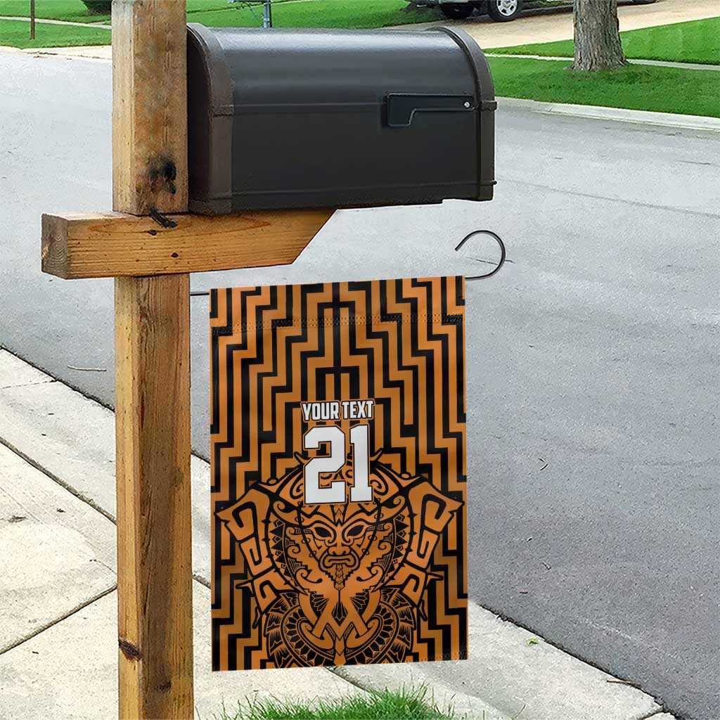 Custom Basketball New Zealand Garden Flag Gold Maori Ta Moko Indigenous LT9 - Polynesian Pride