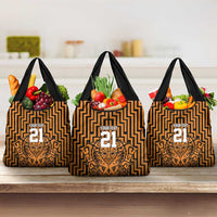 Custom Basketball New Zealand Grocery Bag Gold Maori Ta Moko Indigenous LT9 3-pack One Size Gold - Polynesian Pride