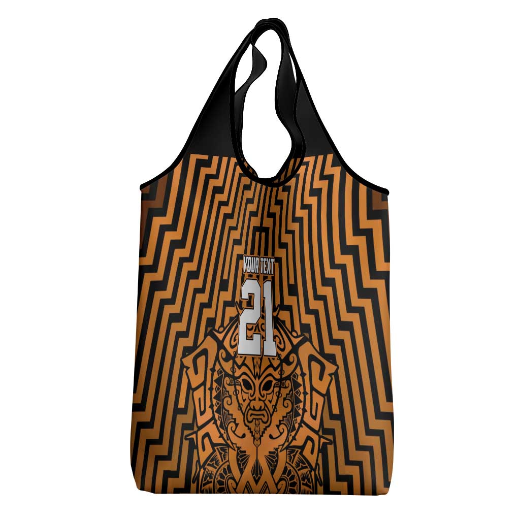 Custom Basketball New Zealand Grocery Bag Gold Maori Ta Moko Indigenous LT9 - Polynesian Pride