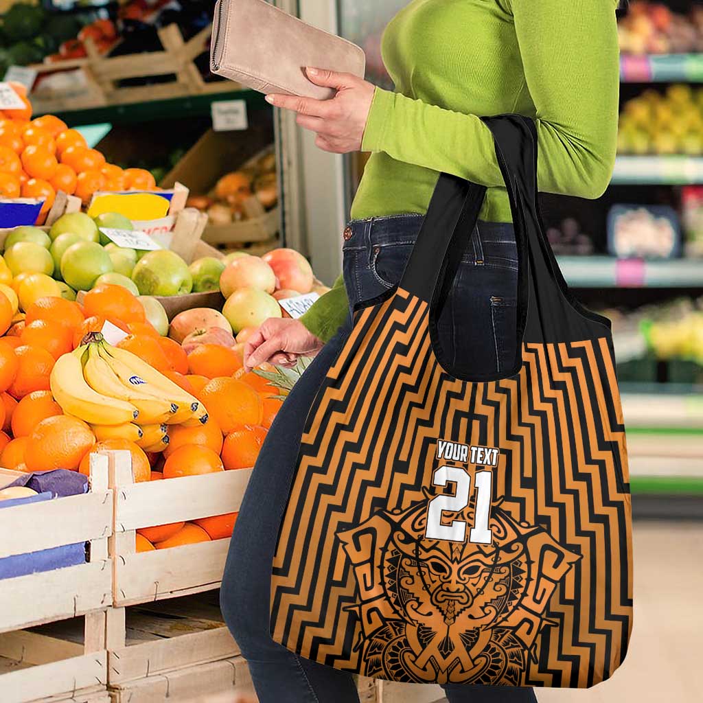Custom Basketball New Zealand Grocery Bag Gold Maori Ta Moko Indigenous LT9 - Polynesian Pride