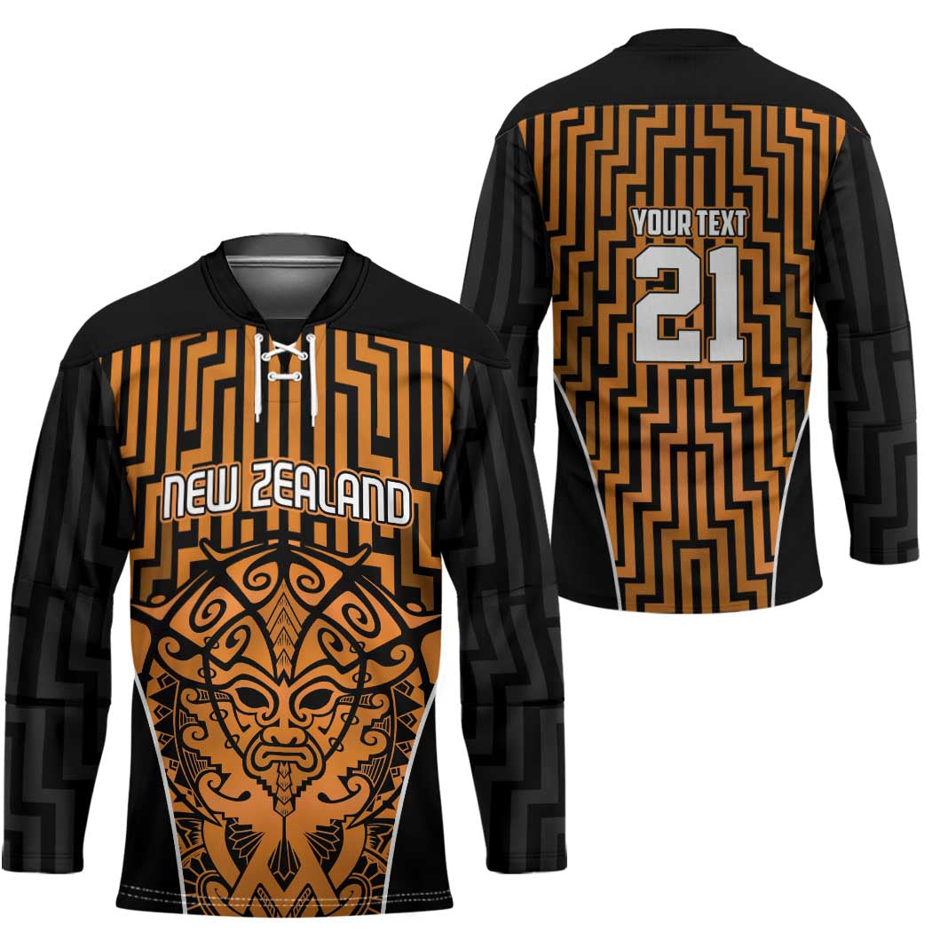 Custom Basketball New Zealand Hockey Jersey Gold Maori Ta Moko Indigenous LT9 - Polynesian Pride