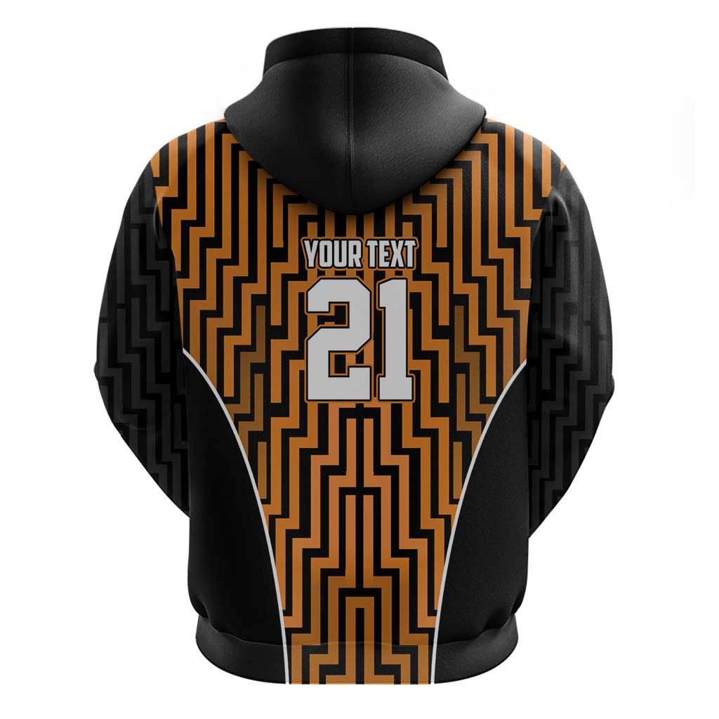 Custom Basketball New Zealand Hoodie Gold Maori Ta Moko Indigenous - Polynesian Pride