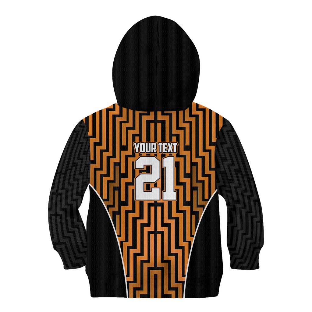 Custom Basketball New Zealand Kid Hoodie Gold Maori Ta Moko Indigenous LT9 - Polynesian Pride