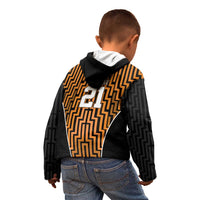 Custom Basketball New Zealand Kid Hoodie Gold Maori Ta Moko Indigenous LT9 - Polynesian Pride