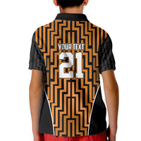 Custom Basketball New Zealand Kid Polo Shirt Gold Maori Ta Moko Indigenous LT9 - Polynesian Pride
