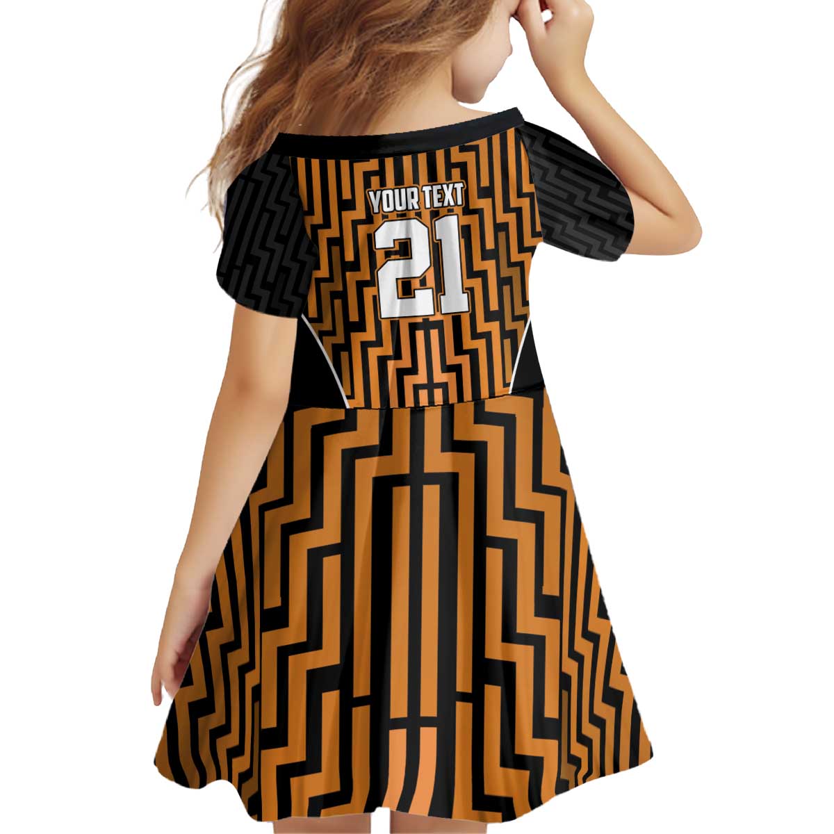 Custom Basketball New Zealand Kid Short Sleeve Dress Gold Maori Ta Moko Indigenous LT9 - Polynesian Pride