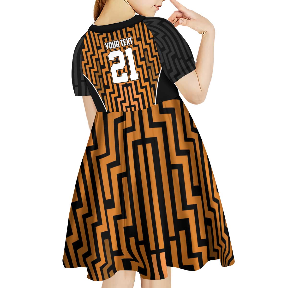 Custom Basketball New Zealand Kid Short Sleeve Dress Gold Maori Ta Moko Indigenous LT9 - Polynesian Pride