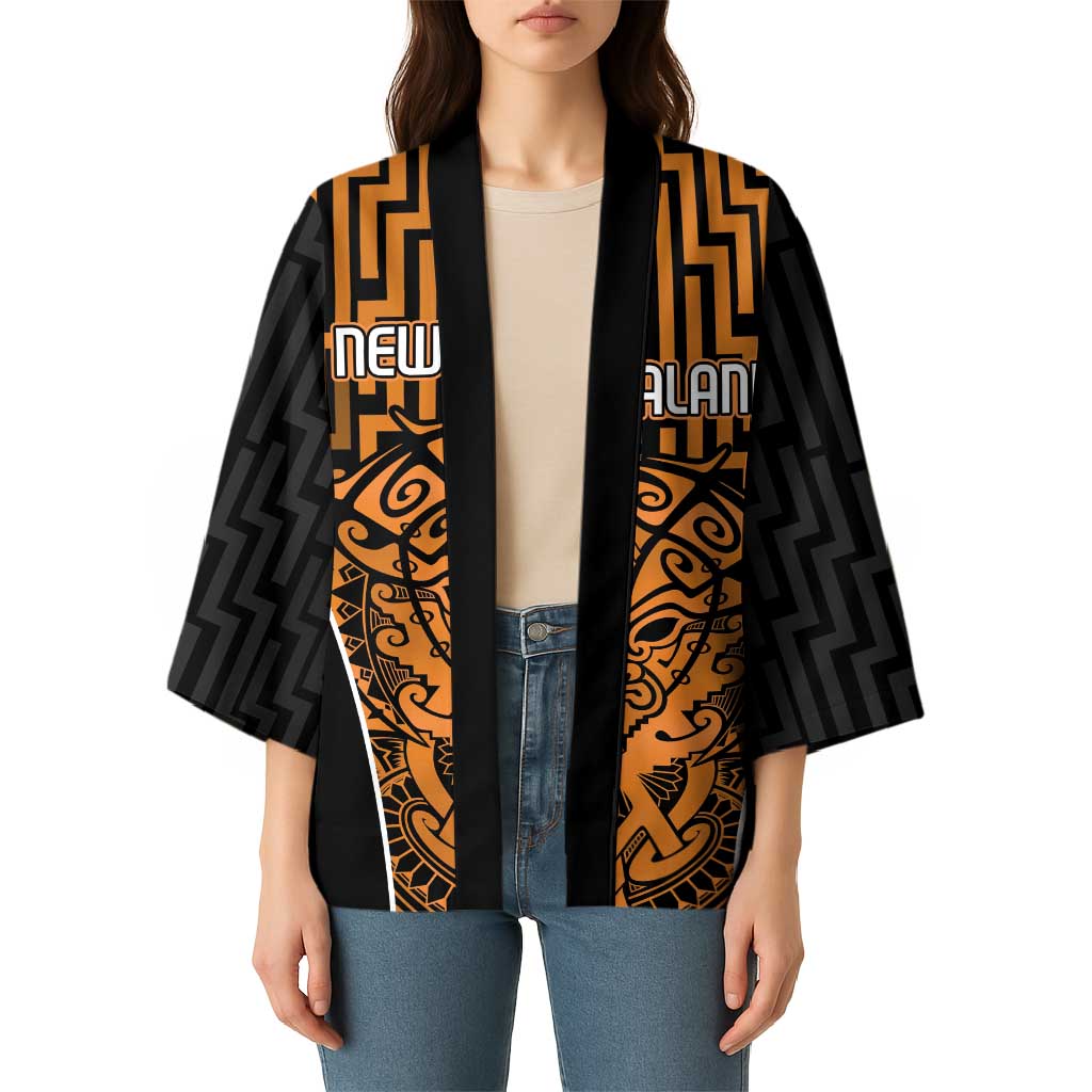 Custom Basketball New Zealand Kimono Gold Maori Ta Moko Indigenous - Polynesian Pride