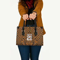 Custom Basketball New Zealand Leather Bag Gold Maori Ta Moko Indigenous - Polynesian Pride