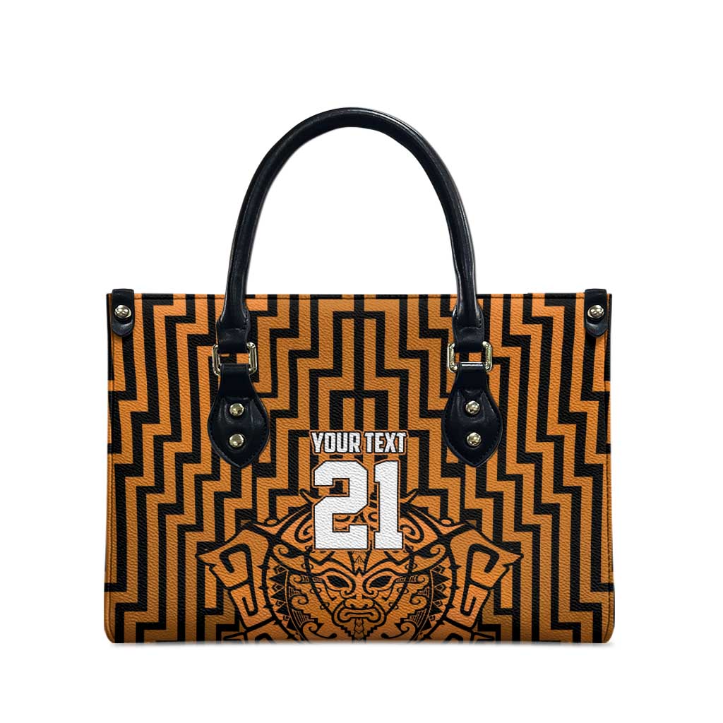 Custom Basketball New Zealand Leather Bag Gold Maori Ta Moko Indigenous - Polynesian Pride