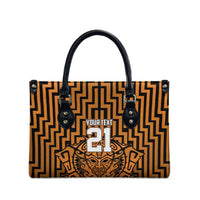 Custom Basketball New Zealand Leather Bag Gold Maori Ta Moko Indigenous - Polynesian Pride
