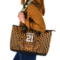 Custom Basketball New Zealand Leather Tote Bag Gold Maori Ta Moko Indigenous LT9 Gold - Polynesian Pride