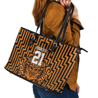 Custom Basketball New Zealand Leather Tote Bag Gold Maori Ta Moko Indigenous LT9 - Polynesian Pride