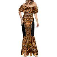 Custom Basketball New Zealand Mermaid Dress Gold Maori Ta Moko Indigenous LT9 - Polynesian Pride