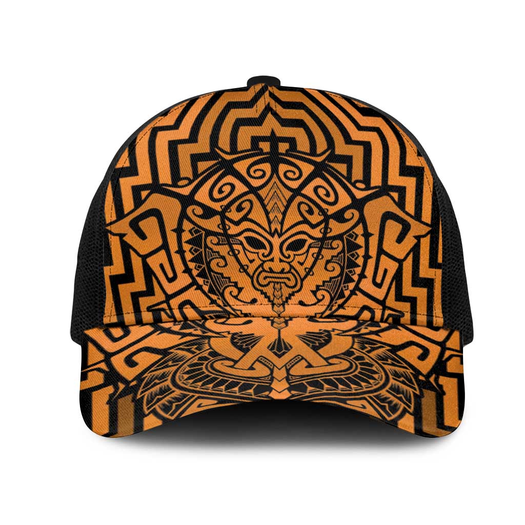 Basketball New Zealand Mesh Trucker Cap Gold Maori Ta Moko Indigenous - Polynesian Pride