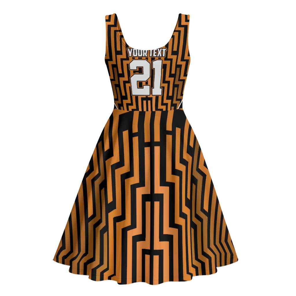 Custom Basketball New Zealand Midi Dress Gold Maori Ta Moko Indigenous LT9 - Polynesian Pride