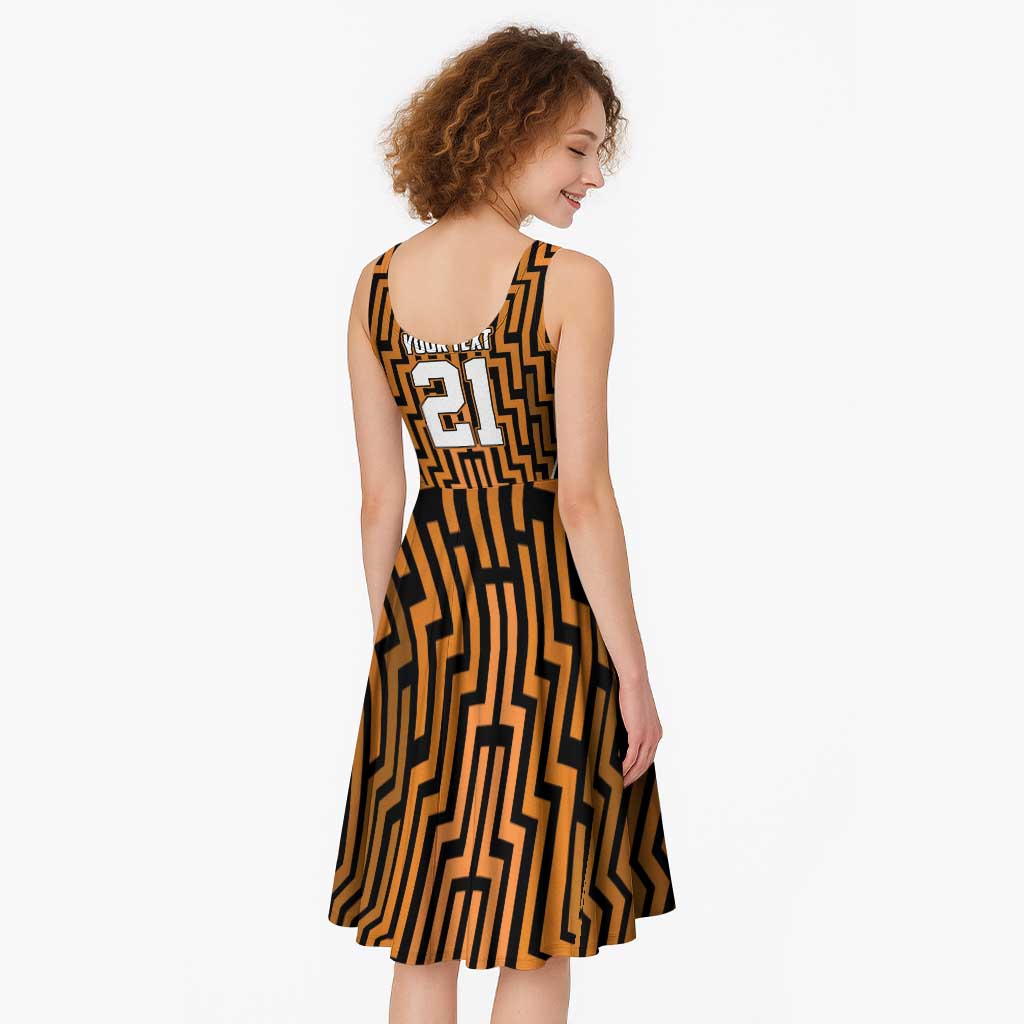 Custom Basketball New Zealand Midi Dress Gold Maori Ta Moko Indigenous LT9 - Polynesian Pride