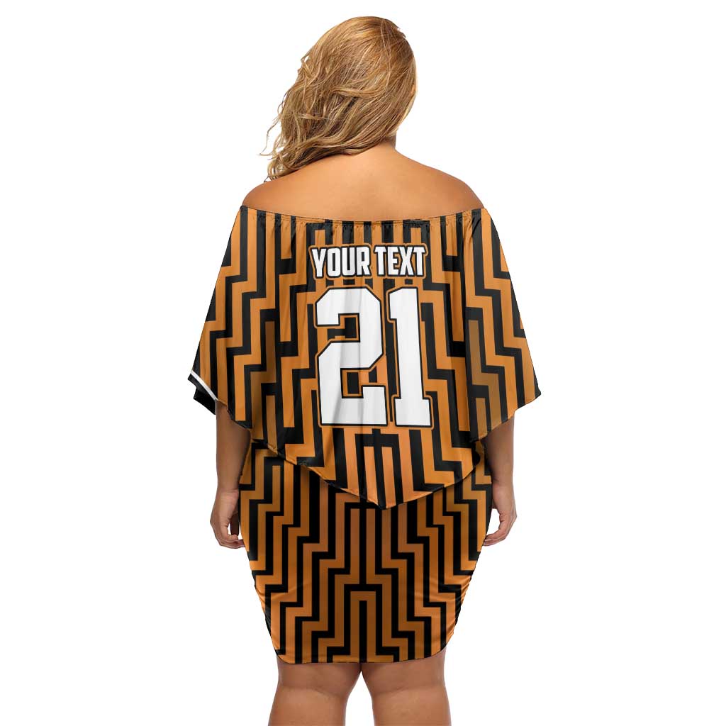 Custom Basketball New Zealand Off Shoulder Short Dress Gold Maori Ta Moko Indigenous LT9 - Polynesian Pride