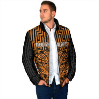 Custom Basketball New Zealand Padded Jacket Gold Maori Ta Moko Indigenous - Polynesian Pride