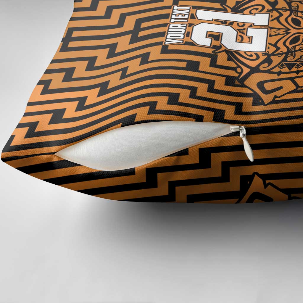 Custom Basketball New Zealand Pillow Cover Gold Maori Ta Moko Indigenous - Polynesian Pride