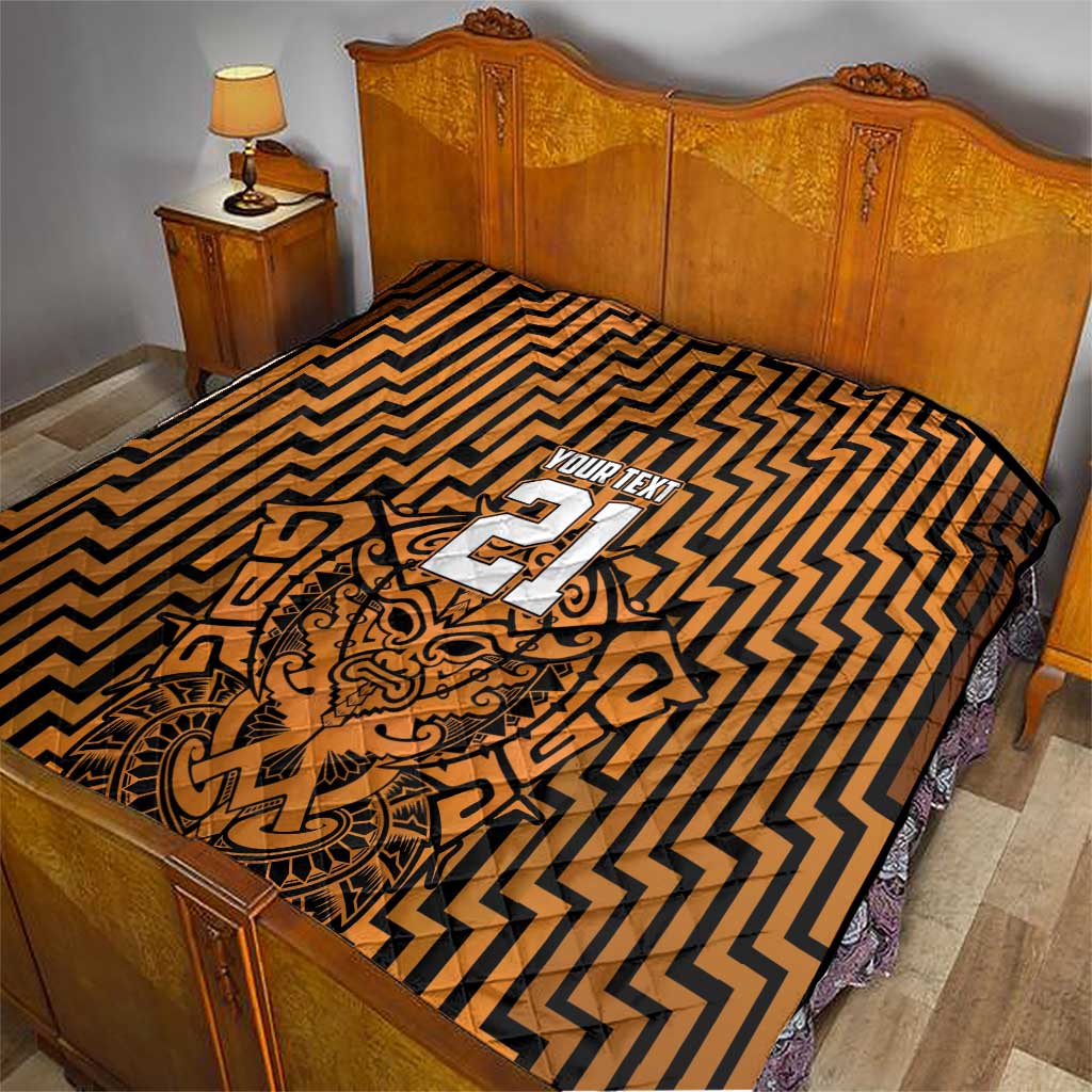 Custom Basketball New Zealand Quilt Gold Maori Ta Moko Indigenous - Polynesian Pride