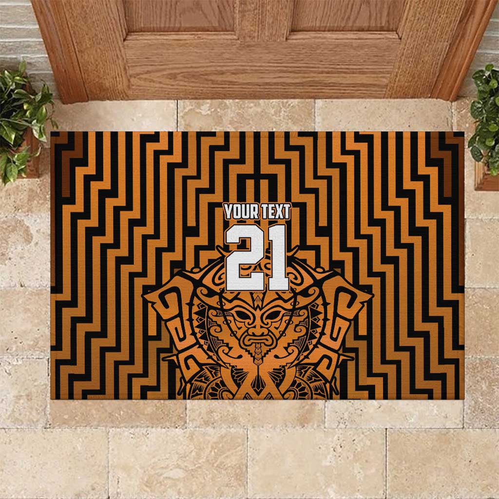 Custom Basketball New Zealand Rubber Doormat Gold Maori Ta Moko Indigenous - Polynesian Pride