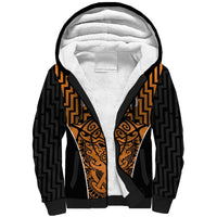 Custom Basketball New Zealand Sherpa Hoodie Gold Maori Ta Moko Indigenous LT9 Unisex Gold - Polynesian Pride