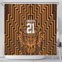 Custom Basketball New Zealand Shower Curtain Gold Maori Ta Moko Indigenous LT9 - Polynesian Pride