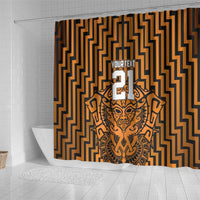 Custom Basketball New Zealand Shower Curtain Gold Maori Ta Moko Indigenous LT9 - Polynesian Pride