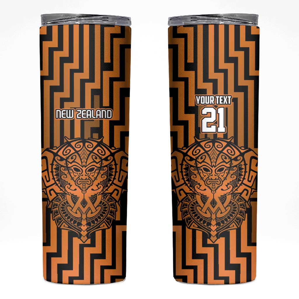 Custom Basketball New Zealand Skinny Tumbler Gold Maori Ta Moko Indigenous LT9 Gold - Polynesian Pride